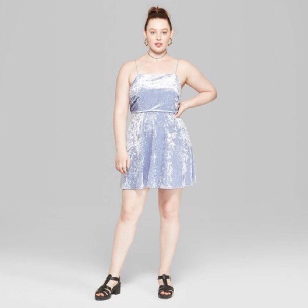 Wild Fable light blue velvet skater dress